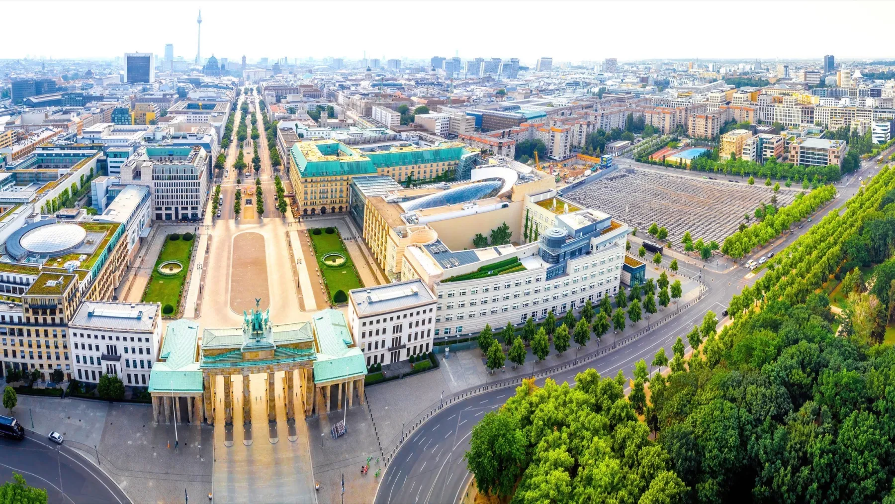 A panorama of Berlin, with the Brandenburg Gate